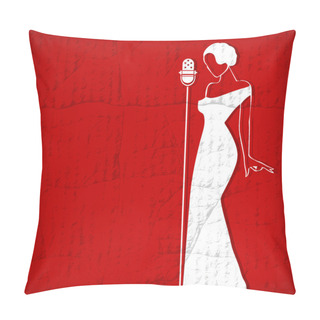 Personality  Abstract Retro Girl On Red - Vector Illustration Pillow Covers