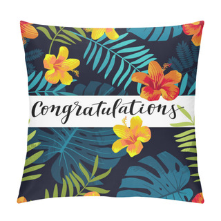 Personality  Congratulations Greeting Card. Tropical Summer Seamless Pattern  Pillow Covers