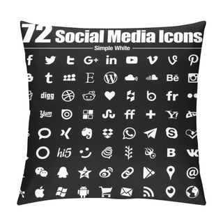 Personality  72 Social Media Icons New Simple Flat - Vector, Black And White, Transparent Background Pillow Covers
