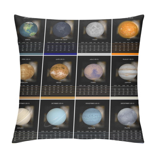 Personality  European 2015 Year Calendar With Solar System Planets Pillow Covers