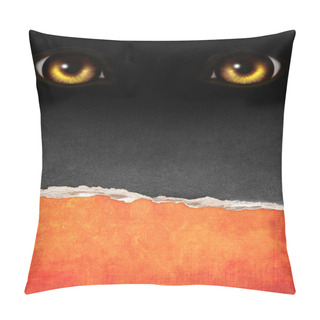 Personality  Vertical Background With Monster Eyes And Old Paper Texture. Retro Halloween Backdrop. Mock Up Template. Copy Space For Text Pillow Covers
