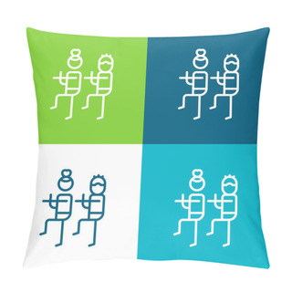 Personality  Bodycombat Flat Four Color Minimal Icon Set Pillow Covers