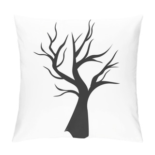 Personality  Vector Dead Tree Silhouettes. Dying Black Scary Trees Forest Illustration Pillow Covers