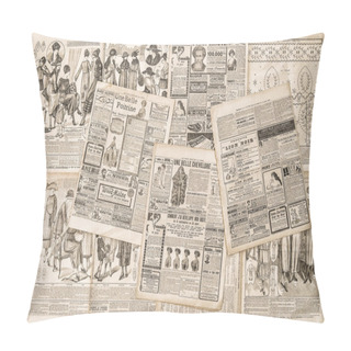 Personality  Newspaper Pages With Antique Advertising Pillow Covers