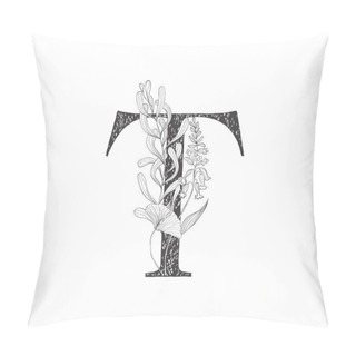 Personality  Floral Botanical Alphabet. Letter With Plants And Flowers. Pillow Covers