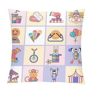 Personality  Circus Icons Set Flat Line Pillow Covers