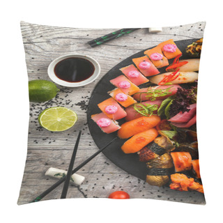 Personality  Big Sushi Set, The Hand That Holds The Chopsticks, The View From The Top Pillow Covers