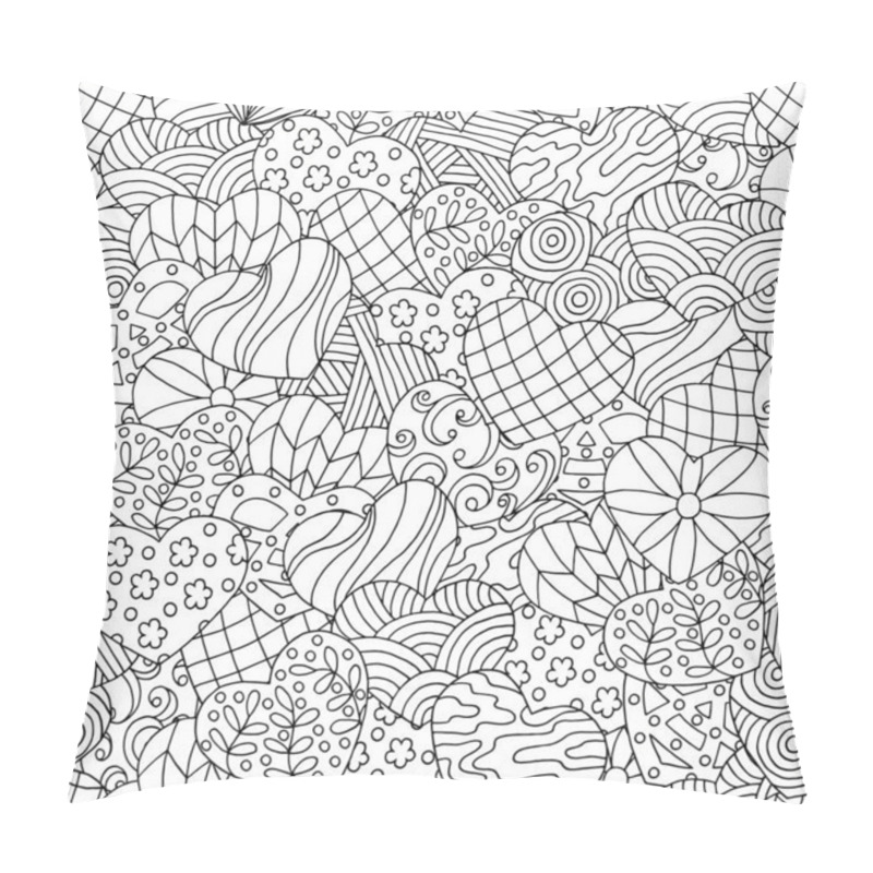 Personality  Vector seamless pattern of abstract hearts, coloring page pillow covers