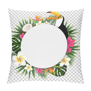 Personality  Summer Tropical Banner With Toucan, Vector, Illustration  Pillow Covers
