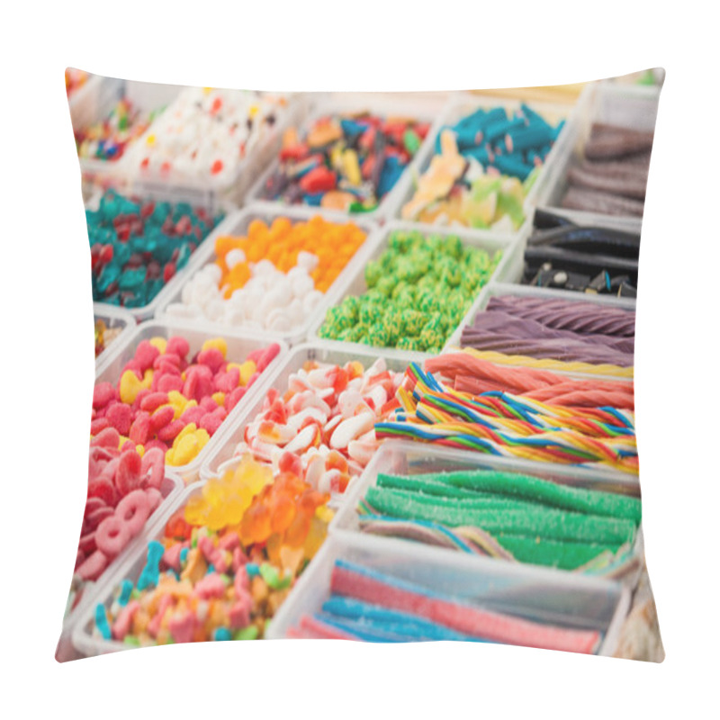 Personality  Colorful Candies  Background. Colorful Fruit Bonbon. Jelly Candi Pillow Covers