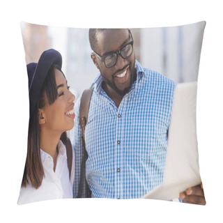 Personality  Talented Analytical Colleagues Discussing Their Startup Pillow Covers