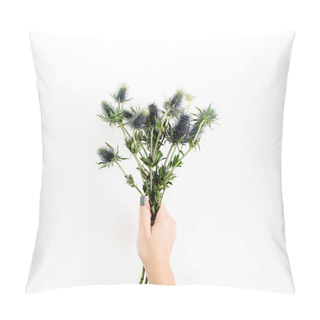Personality  Beautiful Flowers Bouquet In Girl's Hands Pillow Covers