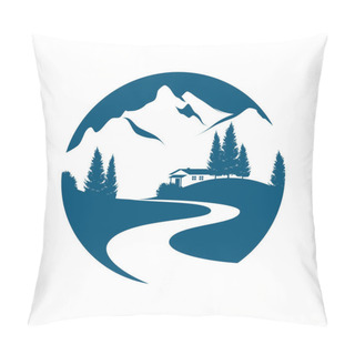 Personality  Mountain Landscape Vector Emblem Pillow Covers