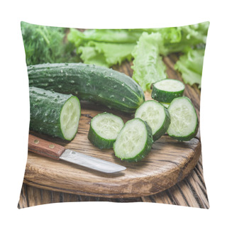 Personality  Cucumbers On The Wooden Table. Pillow Covers