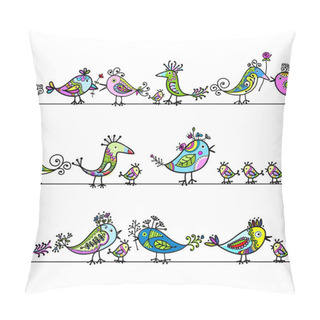 Personality  Funny Birds, Seamless Pattern For Your Design Pillow Covers