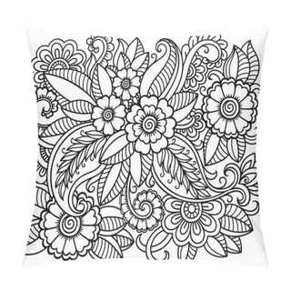 Personality  Doodle Pattern In Black And White. Floral Pattern For Coloring Book. Zentangle Art Drawing Pattern. Pillow Covers