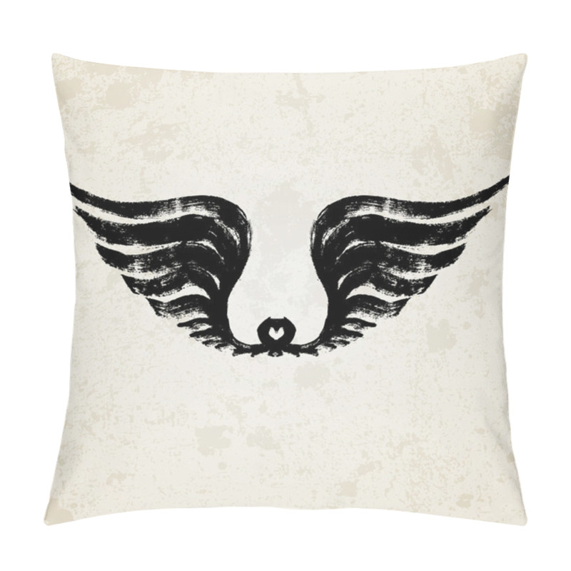 Personality  Silhouette of wings ink drawing pillow covers