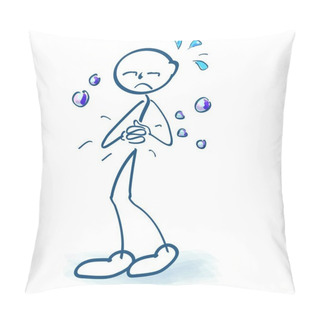 Personality  Stick Figures With Worries And Anxiety Pillow Covers