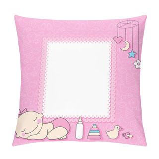 Personality  Baby Girl Announcement Card Pillow Covers