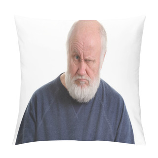 Personality  Dissatisfied Displeased Old Man Isolated Portrait Pillow Covers