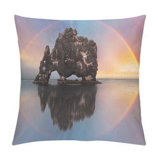 Personality  Rainbow Over Ocean Rock, Iceland Pillow Covers