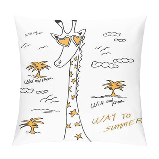 Personality  Cute Giraffe Sketch Pillow Covers