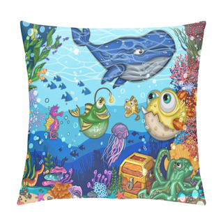 Personality  Underwater World Fish, Freehand Drawing Cartoon Style. High Quality Illustration Pillow Covers