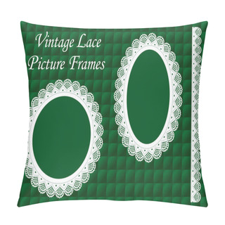 Personality  Lace Doily Picture Frames, Emerald Green Quilt Background Pillow Covers