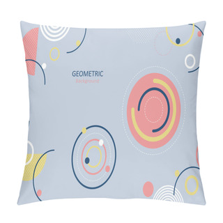 Personality  Abstract Geometric Template With Circle Shapes And Dots Pattern On Pastel Background. Design With Copy Space For Text. Vector Illustration. Pillow Covers