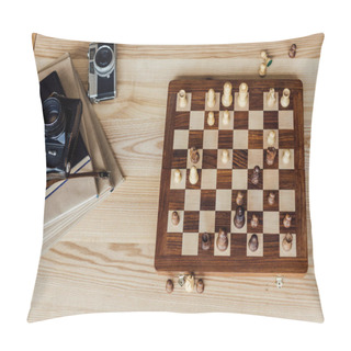 Personality  Chess Board Set With Old Cameras Pillow Covers