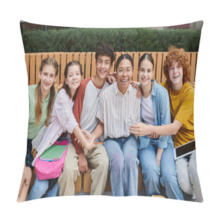 Personality  Back To School, Happy Teen Students Holding Hands With African American Teacher, Diversity, Study Pillow Covers