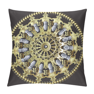 Personality  Baroque Floral Round Mandala Pattern. Greek Circle Wave Frame. A Pillow Covers