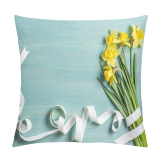 Personality  Yellow Daffodils And Ribbon Pillow Covers