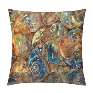 Personality  Colorful Seashells. Abstract Painting. 3D Rendering Pillow Covers
