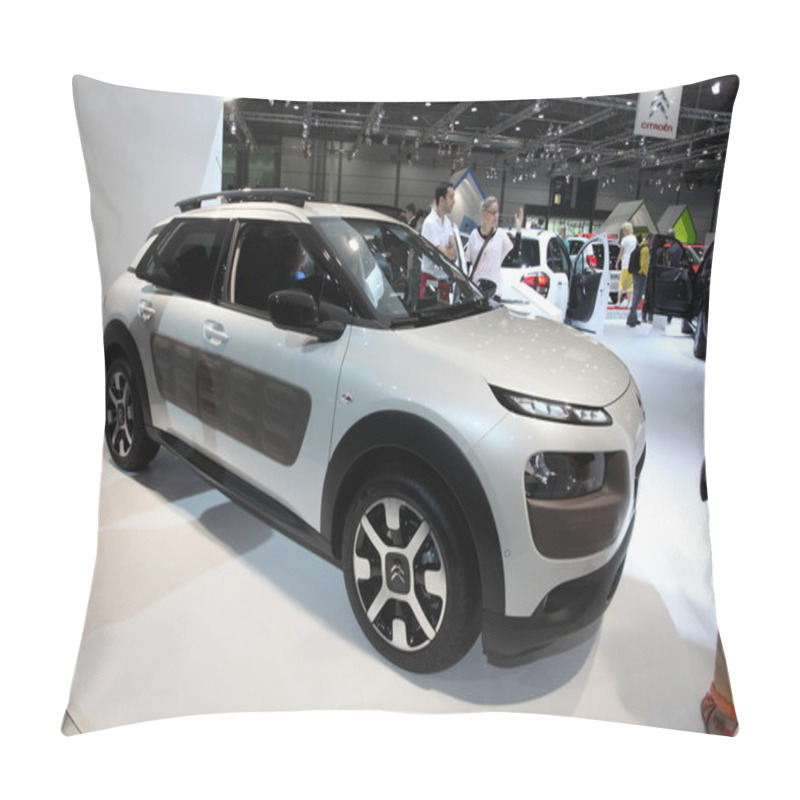 Personality  LEIPZIG, GERMANY - JUNE 1: New Citroen C4 Cactus At The AMI - Auto Mobile International Trade Fair On June 1st, 2014 In Leipzig, Saxony, Germany Pillow Covers