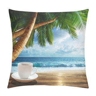 Personality  Beach And Cup Of Coffee Pillow Covers