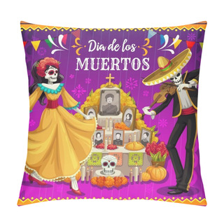 Personality Dancing Skeletons, Altar. Mexican Day Of The Dead Pillow Covers
