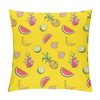 Personality  Pattern Of Fresh Summer Sweet Fruits On Yellow Background Pillow Covers