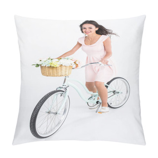 Personality  Woman Riding Hipster Bicycle  Pillow Covers