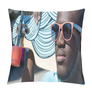 Personality  Young Man Outdoors With His Skateboard Pillow Covers