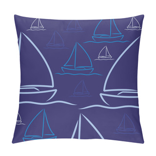 Personality  Hand Drawn Sailing Boat Pattern In Vector Format. Pillow Covers