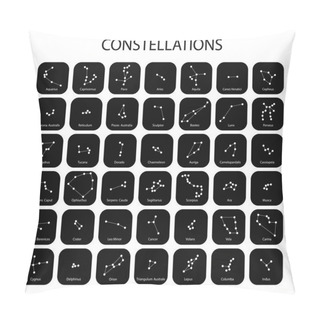 Personality  Vector. Black Signs Of The Stars On White Background. Pillow Covers