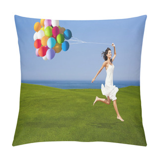 Personality  Jumping With A Colored Ballons Pillow Covers