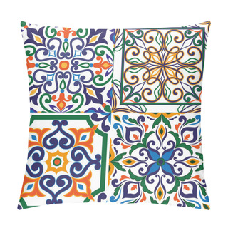 Personality  Beautiful Colorful Ornament On Italian Tile, Seamless Pattern Pillow Covers