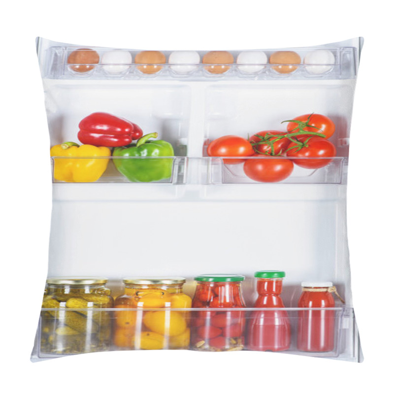 Personality  Tasty Ripe And Preserved Vegetables In Fridge Pillow Covers