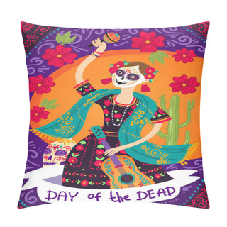 Personality  Day Of The Dead Vector Illustration. Dia De Los Muertos. Pillow Covers