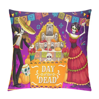 Personality Mexican Day Of Dead Skeletons, Altar, Sugar Skulls Pillow Covers