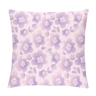 Personality  Lilac Color Summer Floral Vector Illustration In Retro 60s Style Pillow Covers