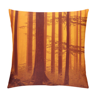 Personality Red Over Saturated Foggy Woodland Pillow Covers