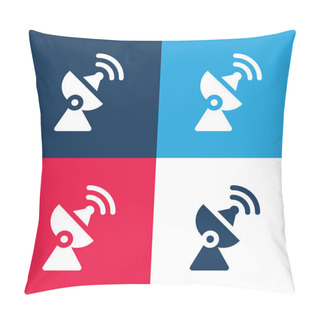 Personality  Antenna Blue And Red Four Color Minimal Icon Set Pillow Covers